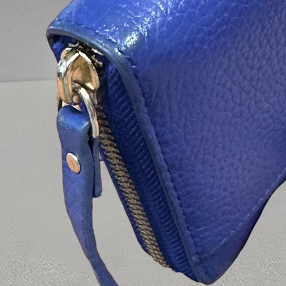 Kate Spade Laurel Way Neda Large Wallet Pebbled Leather Zip Up Cornflower Blue - Picture 13 of 14